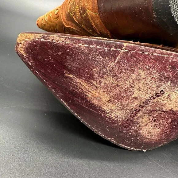 Old Gringo Wyoming Tooled Brown Leather Short Cowgirl Cowboy Western Boots 7.5 - Picture 12 of 16